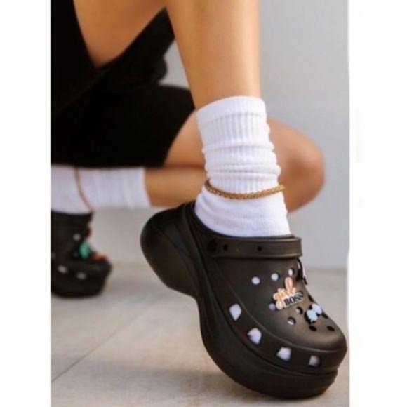 Sole Jealous Shoes Black Lightweight Croc Style Platform Clogs